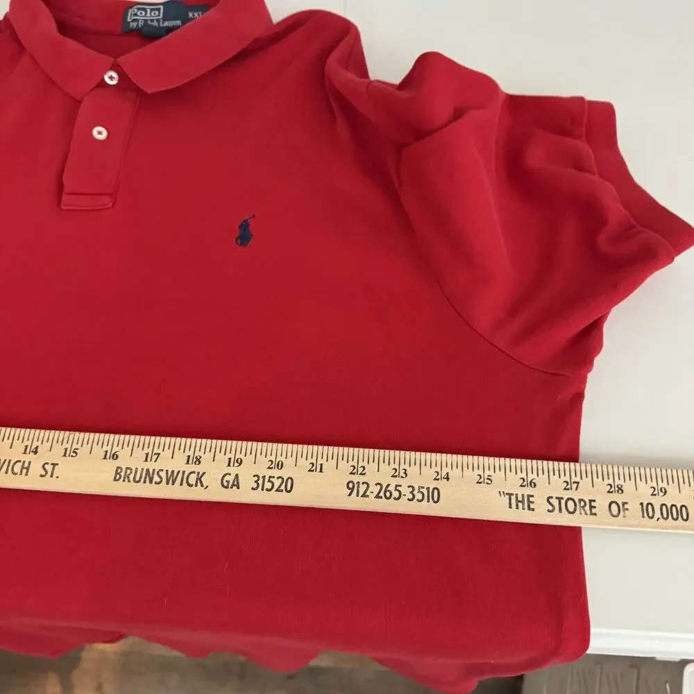 POLO Ralph Lauren Men's Cotton Knit Polo Shirt Sz XXL Red Preppy Office Soft